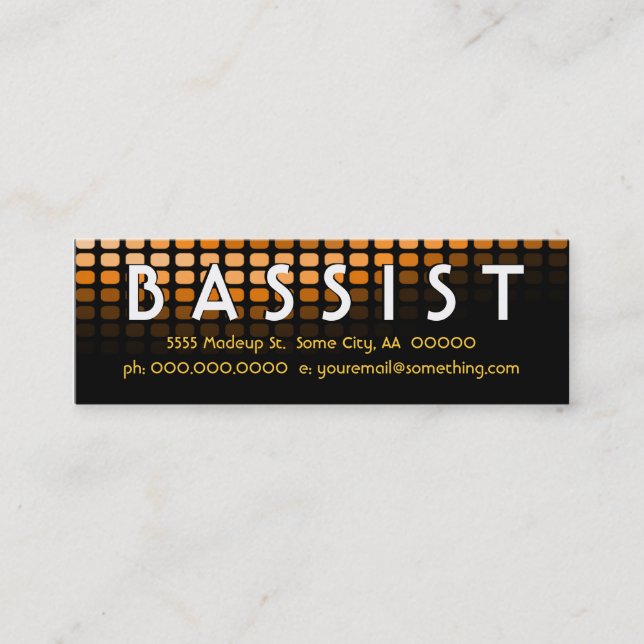 BASSIST orange metres Mini Business Card (Front)