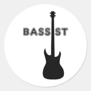 Bassist Silhouette Classic Round Sticker