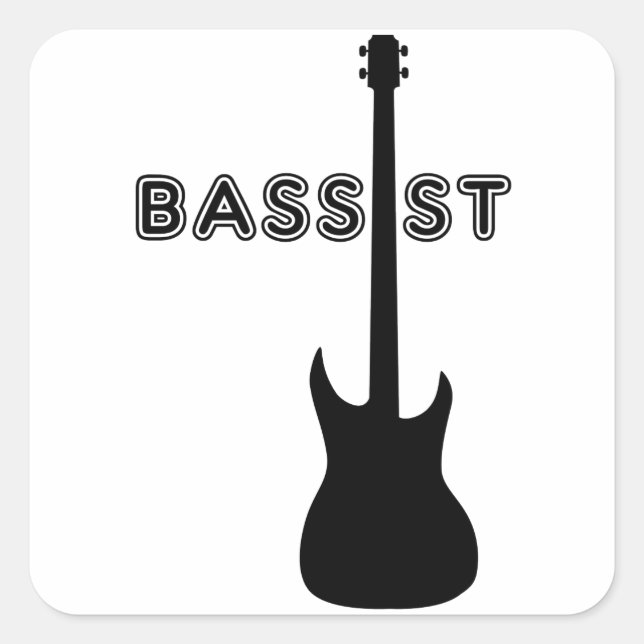 Bassist Silhouette Square Sticker (Front)