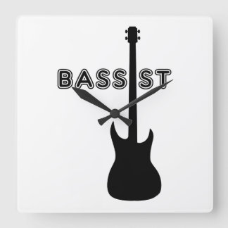 Bassist Silhouette Square Wall Clock