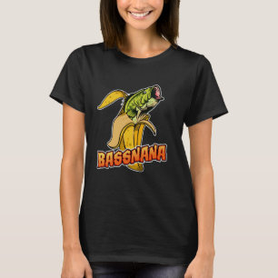 Bassnana Funny Fish Bass and Banana Mashup Design T-Shirt