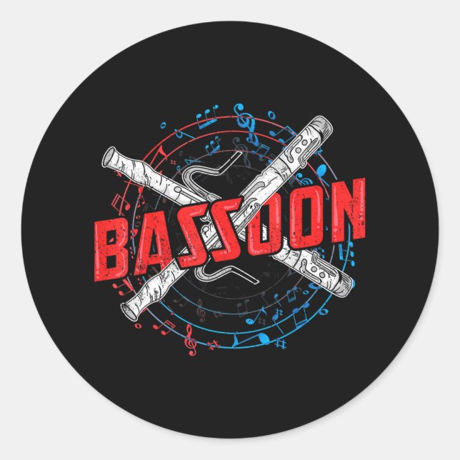 Bassoon Bassoonist Reed Instrument Classic Round Sticker (Front)