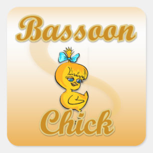 Bassoon chick square sticker