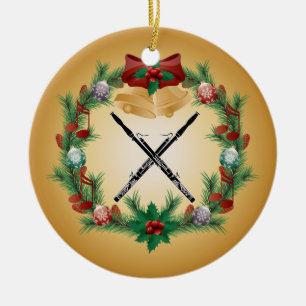 Bassoon Christmas Wreath Music Ornament Gift