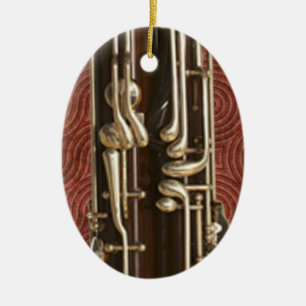 Bassoon Keys on Dark Red Ceramic Ornament