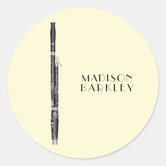 Bassoon Musician Music Teacher Woodwind Classic Round Sticker (Front)