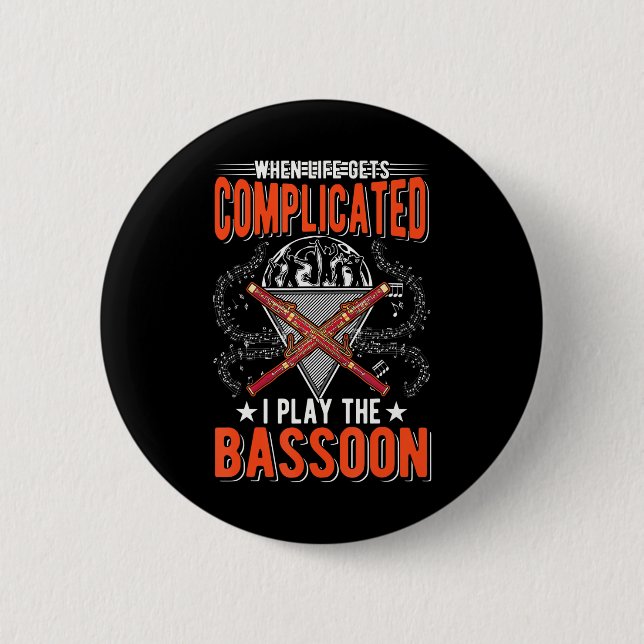 Bassoon Player Bassoonist 6 Cm Round Badge (Front)