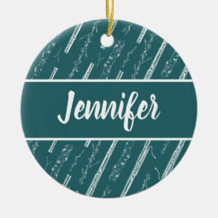 Bassoon Player Music Gift Custom Personalized Blue Ceramic Ornament