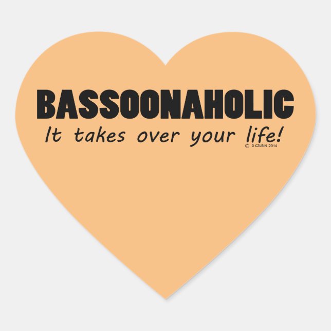 Bassoonaholic Life Heart Sticker (Front)