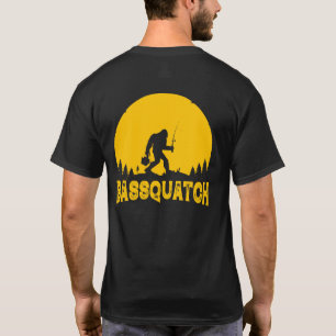 Bassquatch Bigfoot Sasquatch Full Moon Fishing T-Shirt