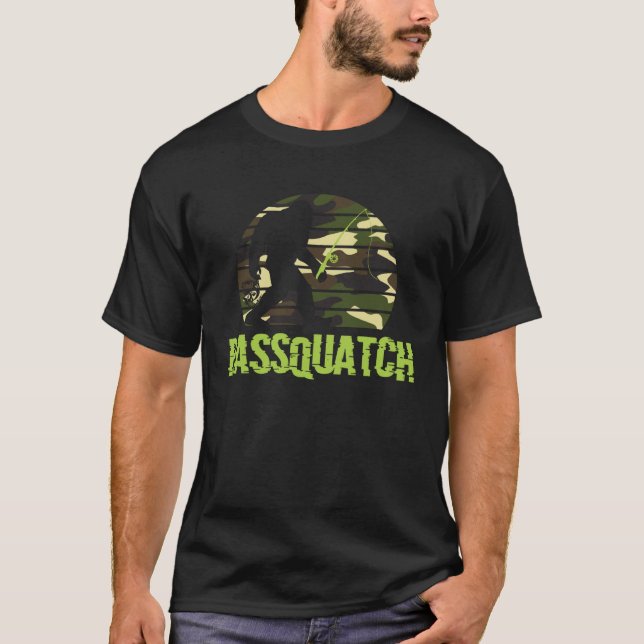 Bassquatch Camo Fishing Sasquatch Men & Womens Cam T-Shirt (Front)