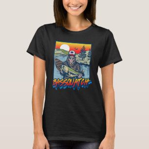 Bassquatch! Funny Bass Fishing Sasquatch Retro 80s T-Shirt