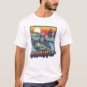 Bassquatch! Funny Bass Fishing Sasquatch Retro 80S T-Shirt
