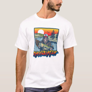 Bassquatch! Funny Bass Fishing Sasquatch Retro 80S T-Shirt