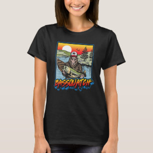 Bassquatch! Funny Bass Fishing Sasquatch Retro 80s T-Shirt