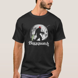 Bassquatch! Funny Bigfoot Night Fishing T-Shirt