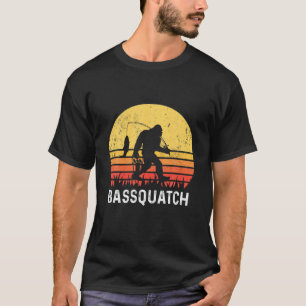 Bassquatch Funny Fishing Sasquatch Bigfoot Retro T-Shirt