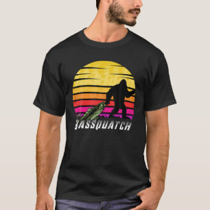 Bassquatch! Funny Retro Bigfoot Fishing Outdoor T-Shirt