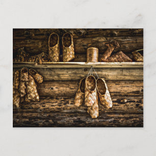 Bast shoes on the wall postcard