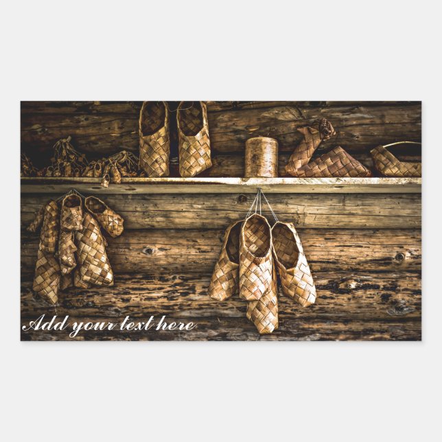 Bast shoes on the wall rectangular sticker (Front)