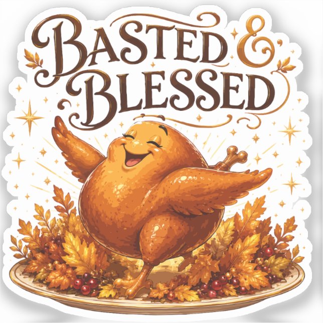 Basted & Blessed Funny Turkey Thanksgiving Dinner  (Front)