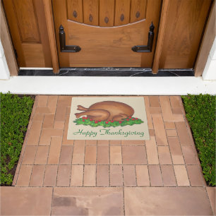 Basted Turkey Platter Thanksgiving Dinner Holiday Doormat