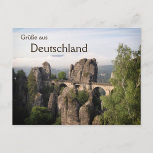 Bastei Bridge In Germany text postcard