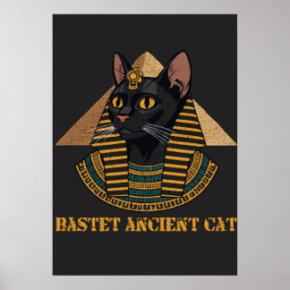 Bastet Ancient Egyptian Cat Goddess Vintage Art Poster