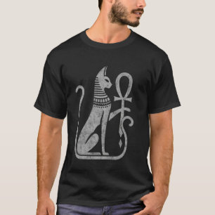 Bastet cat goddess ancient Egyptian ankh distresse T-Shirt