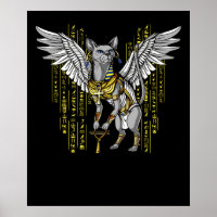Bastet Egyptian Cat Goddess Ankh Hieroglyphs