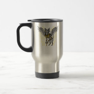 Bastet Egyptian Cat Goddess Ankh Hieroglyphs Travel Mug