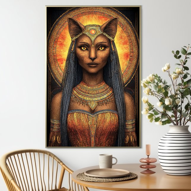 Bastet Egyptian Cat Goddess Gold Brown Art Poster (Creator Uploaded)