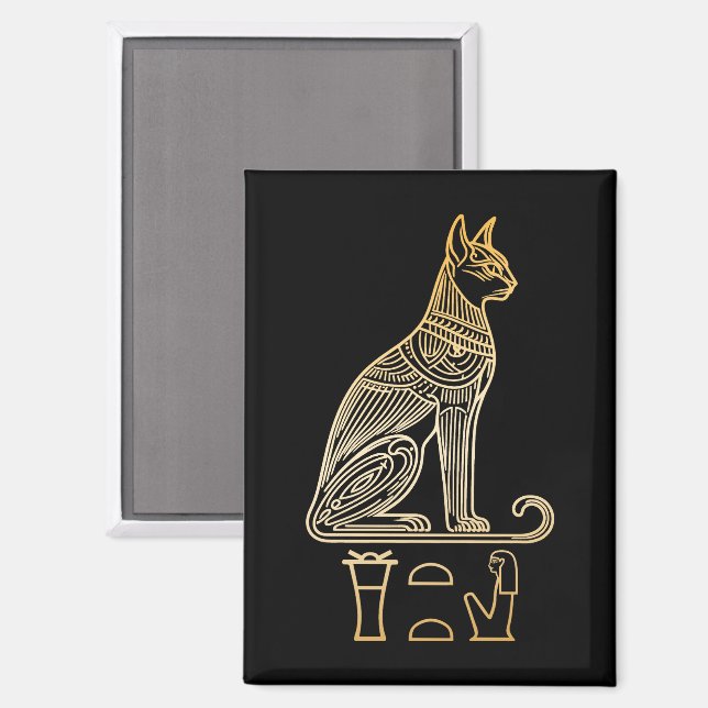 Bastet, Egyptian Cat Goddess. Name in hieroglyphs Magnet (Front/Back)