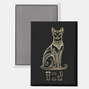 Bastet, Egyptian Cat Goddess. Name in hieroglyphs Magnet