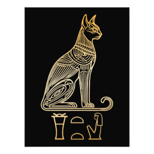 Bastet, Egyptian Cat Goddess. Name in hieroglyphs Photo Print