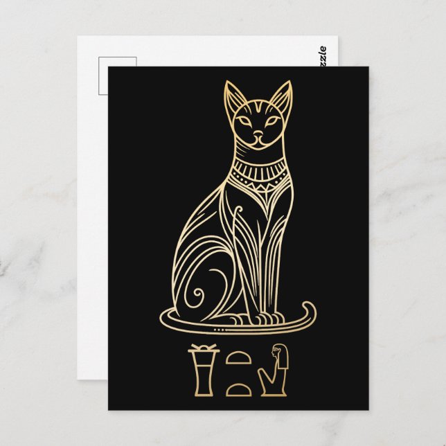 Bastet, Egyptian Cat Goddess. Name in hieroglyphs Postcard (Front/Back)