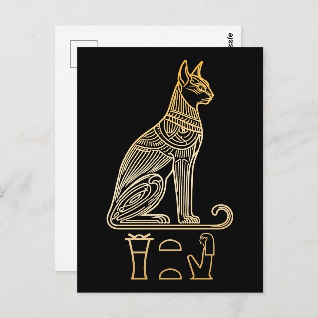 Bastet, Egyptian Cat Goddess. Name in hieroglyphs Postcard (Front/Back)