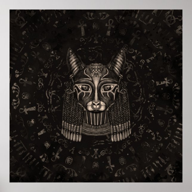 Bastet Egyptian Goddess - Sepia Poster (Front)