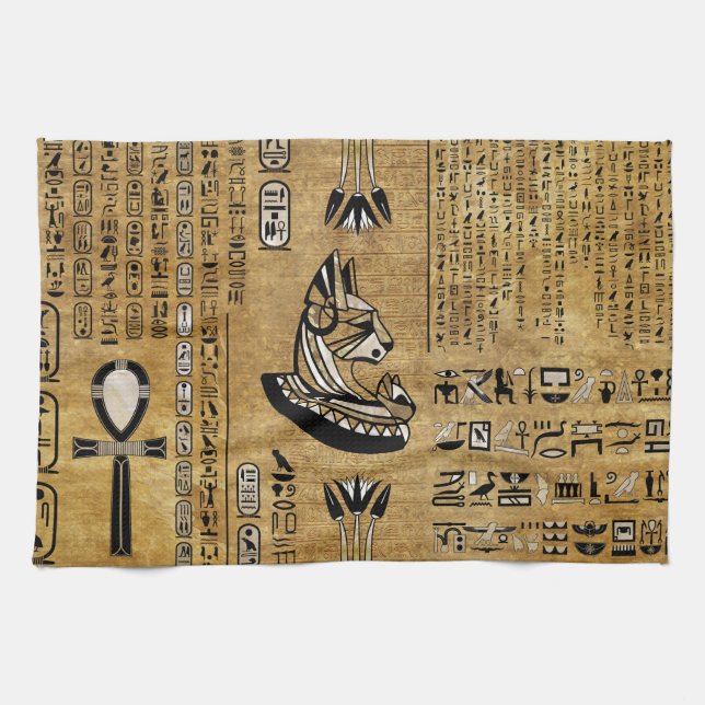 Bastet - Egyptian Goddess Tea Towel (Horizontal)