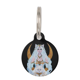 Bastet Egyptian goddess with cat by Renee Lavoie Pet Tag