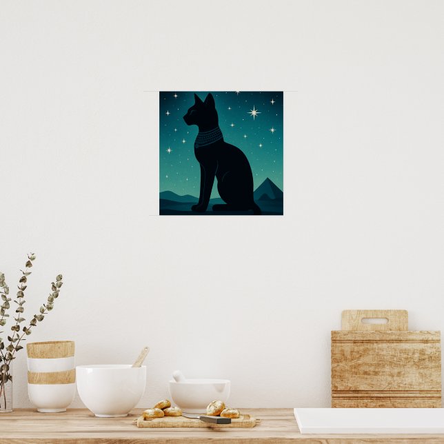 Bastet Poster Starry Egyptian Cat Art (Kitchen)