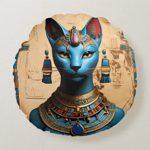 Bastet the ancient Egyptian god Round Cushion