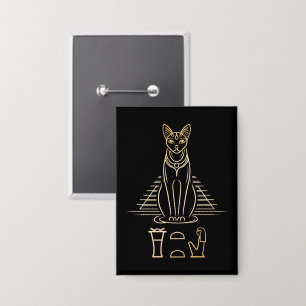 Bastet with name in hieroglyphs and Egypt Pyramid