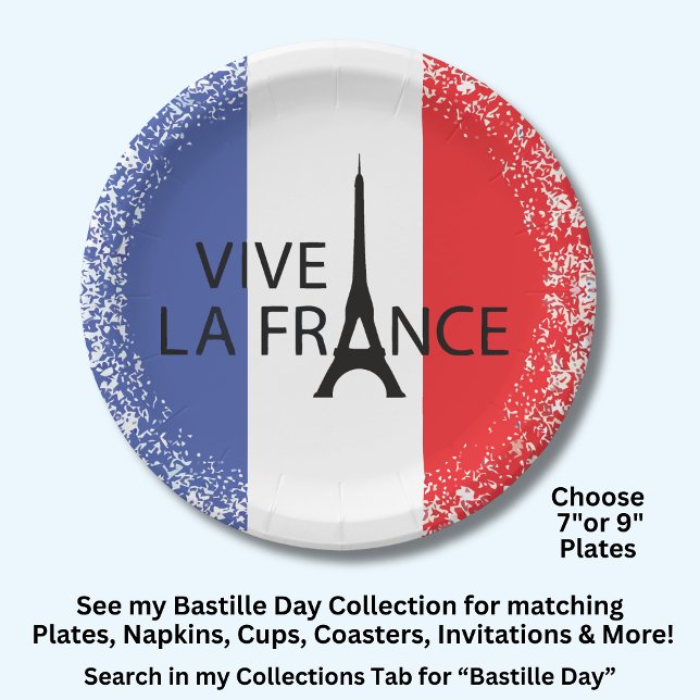 Bastille Day 14th July France French National 7"   Paper Plate (Creator Uploaded)