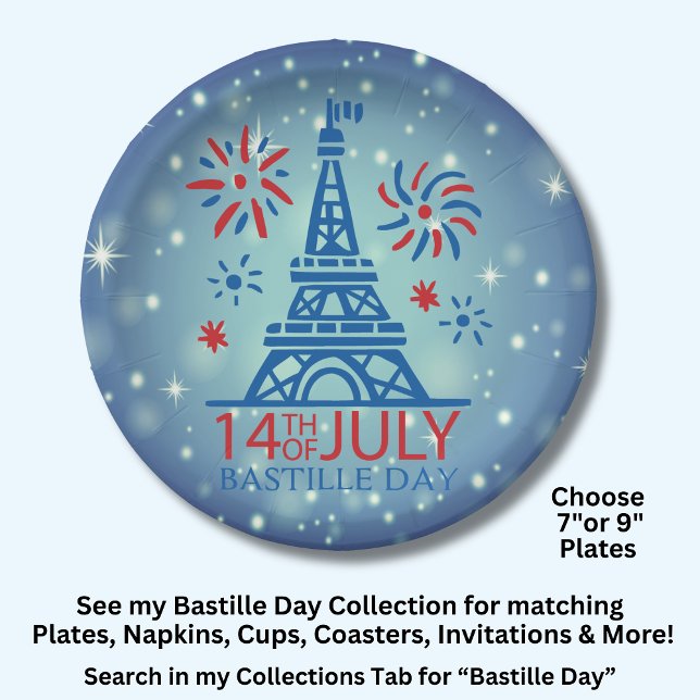 Bastille Day 14th July France French National  7" Paper Plate (Creator Uploaded)