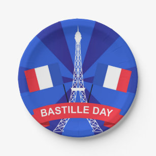 Bastille Day 14th July France French National Day Paper Plate