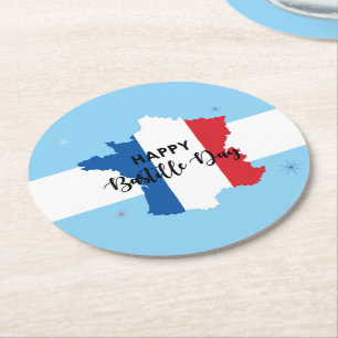 Bastille Day 14th July France French National Round Paper Coaster