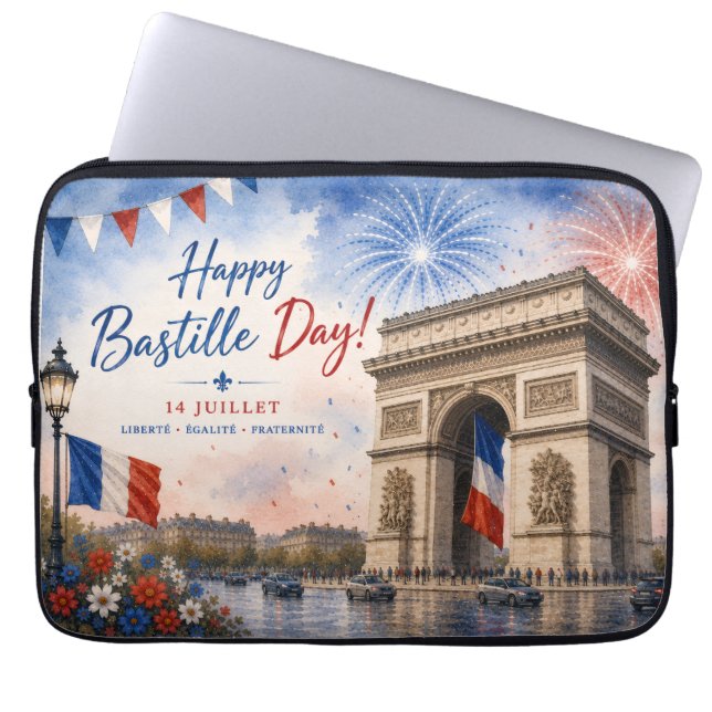 Bastille day Arc de triomphe Paris France firework Laptop Sleeve (Front)