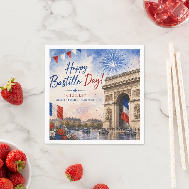 Bastille day Arc de triomphe Paris France firework Napkin (Insitu)