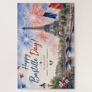 Bastille Day Eiffel Tower River Seine fireworks Jigsaw Puzzle